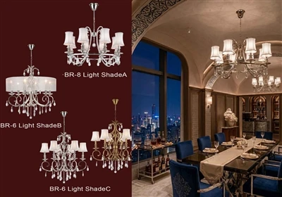 Tandans Design Restoran: Chandelye metal ki gen gwo enpak-