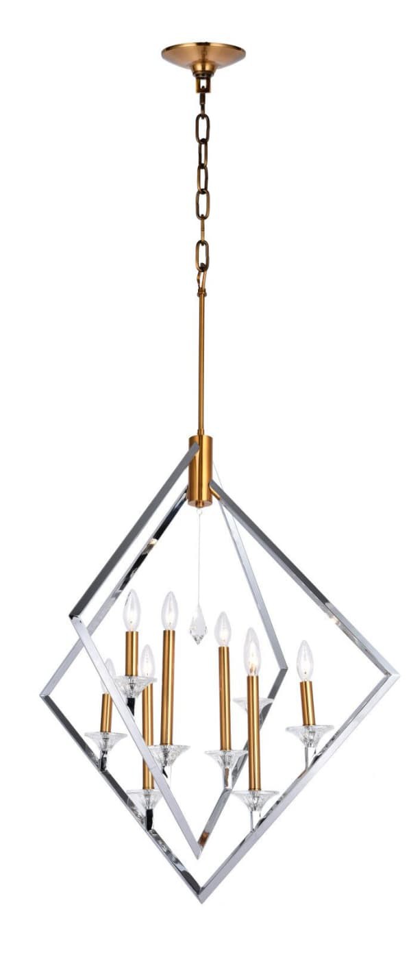 Modèn jeyometrik Rhombus pendant limyè ak Chrome -plake