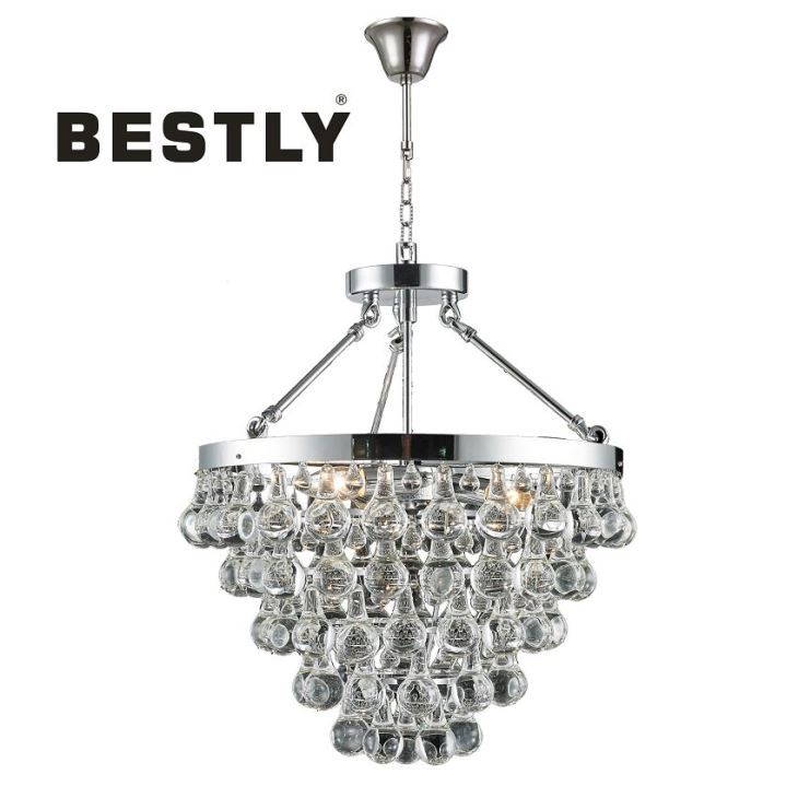 Modèn Style Crystal Pendant Lanp ak Crystal Drop Lapli