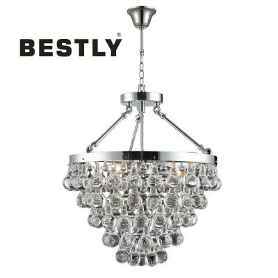 Modèn Style Crystal Pendant Lanp ak Crystal Drop Lapli